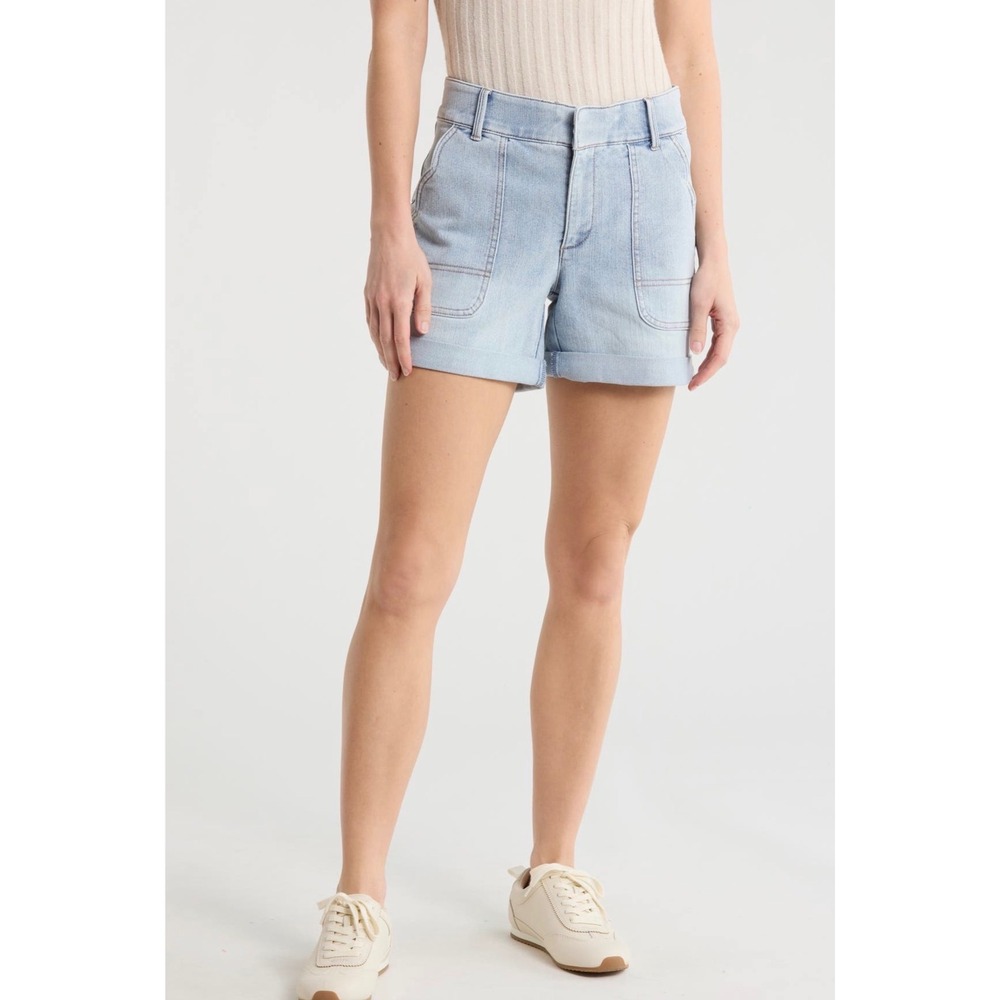 Democracy Womens Ab-technology High Rise Denim Shorts Light Wash Size 12